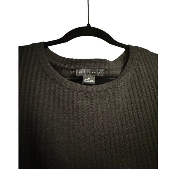 Sanctuary Black waffle side slit pullover sweater Women's size XS - Picture 3 of 4